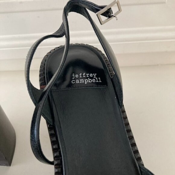 NIB Jeffery Campbell Free People Naomi Black Leather Platform Heels Sz 10 - Picture 8 of 11